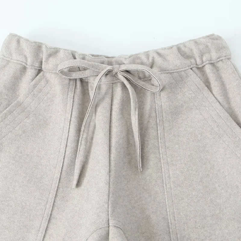 Fashion Off-white Polyester Drawstring Straight-leg Trousers,Pants