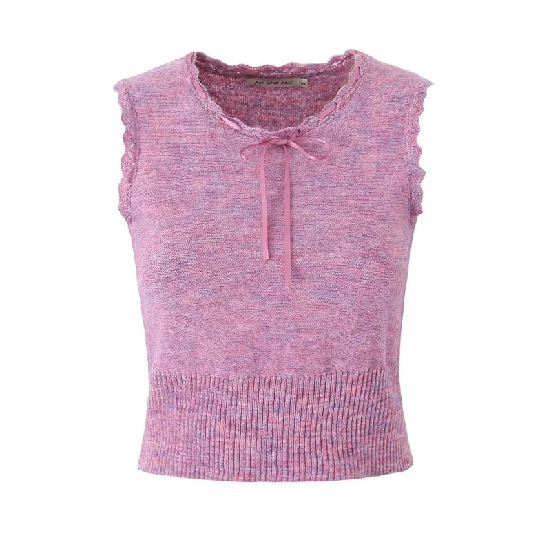 Fashion Purple Blended Knitted Vest,Sweater