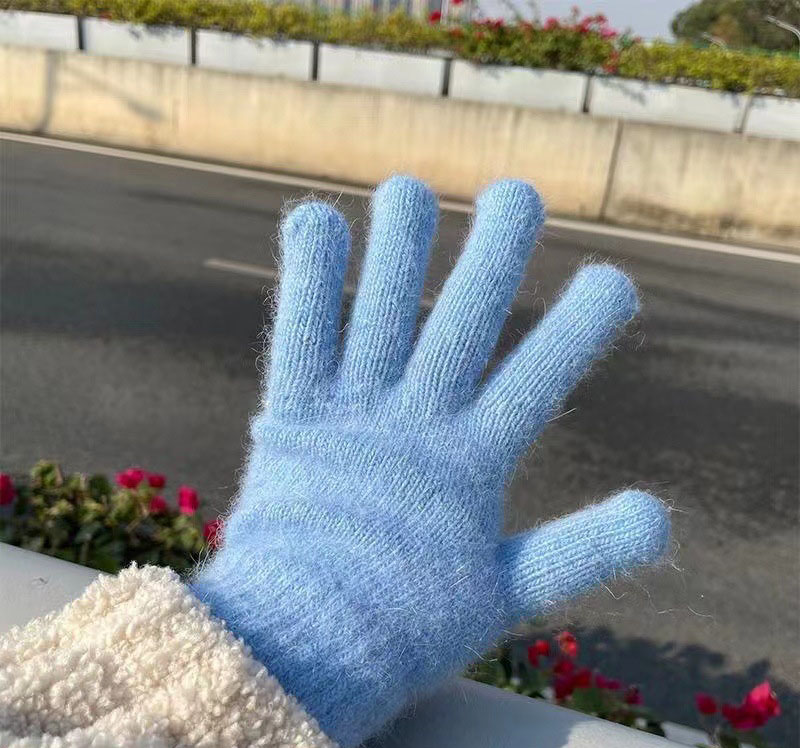 Fashion Dark Gray Solid Color Knitted Five-finger Gloves,Full Finger Gloves