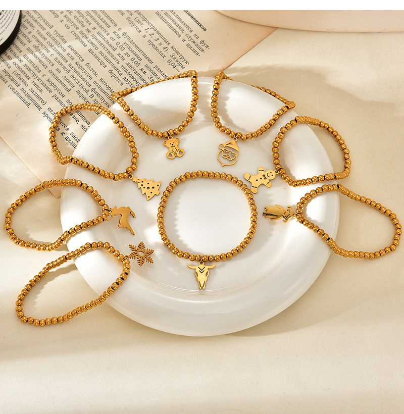 Fashion Golden 7 Titanium Steel Christmas Series Pendant Beaded Bracelet,Bracelets