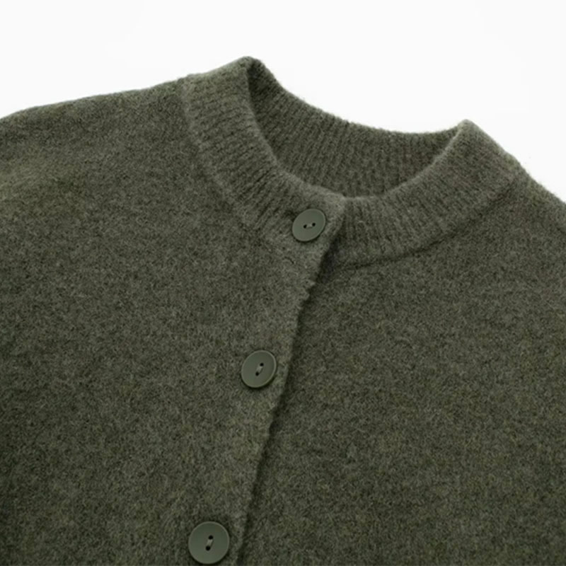 Fashion Green Knitted Buttoned Cardigan Sweater,Sweater