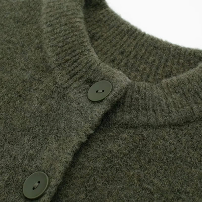 Fashion Grey Knitted Buttoned Cardigan Sweater,Sweater