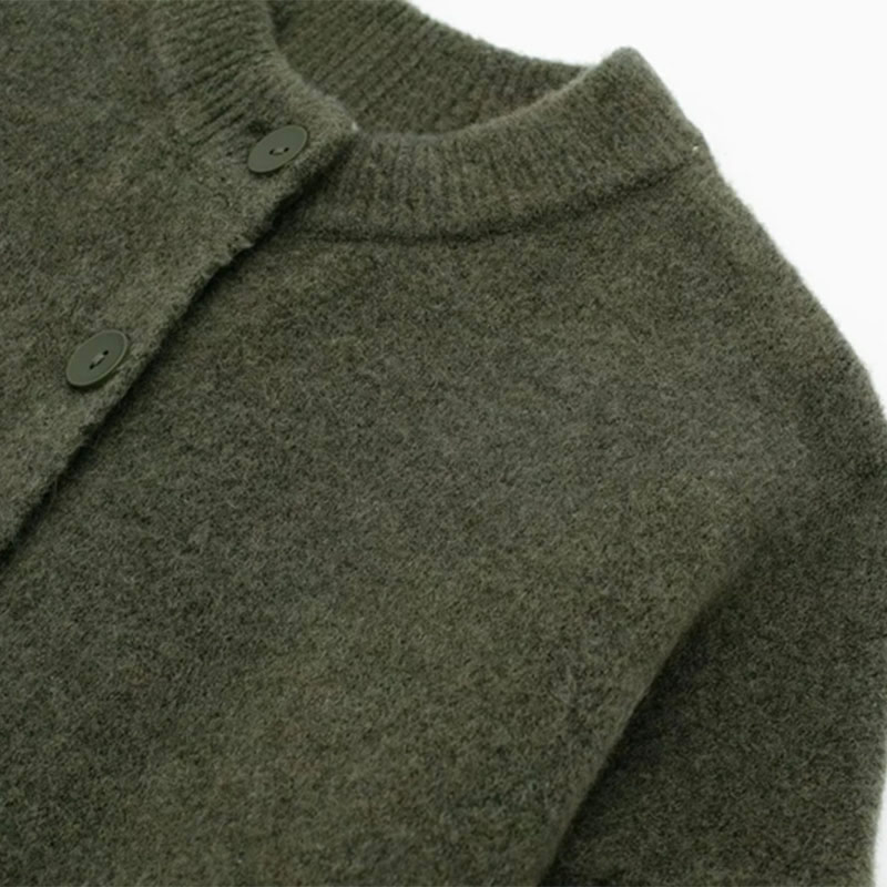 Fashion Green Knitted Buttoned Cardigan Sweater,Sweater