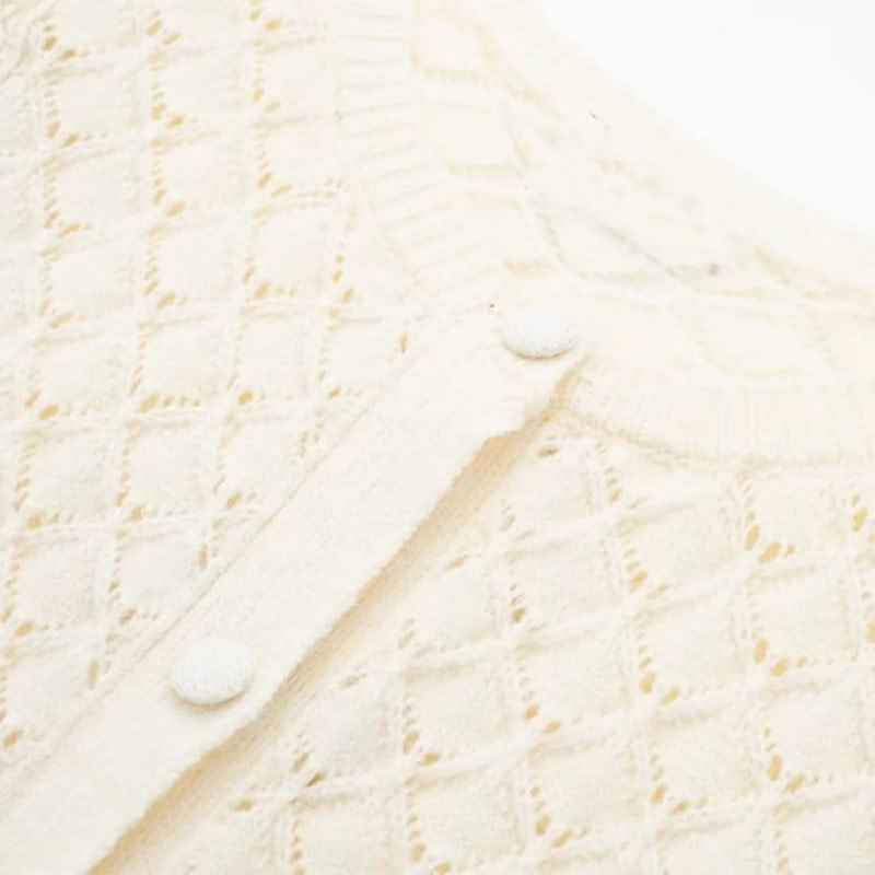 Fashion Off-white Lace Ruffled Knitted Cardigan,Coat-Jacket