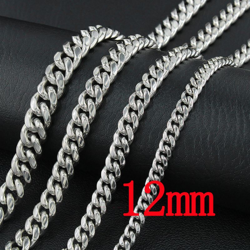 Fashion Steel Color 12mm55cm Stainless Steel Geometric Chain Men