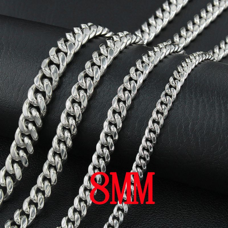 Fashion Steel Color 12mm22cm Stainless Steel Geometric Chain Men