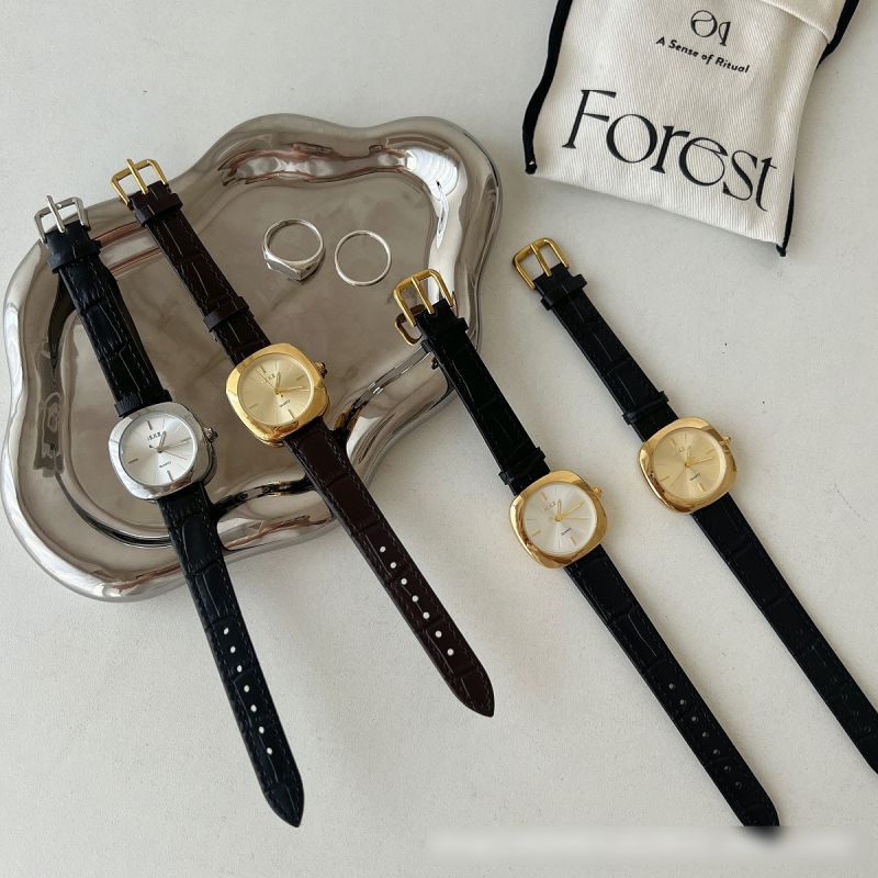 Fashion Coffee With Gold Frame And White Noodles Stainless Steel Square Dial Watch,Ladies Watches
