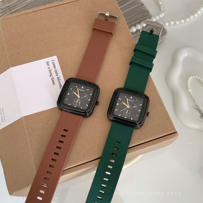 Fashion Coffee Belt Stainless Steel Square Dial Watch,Ladies Watches