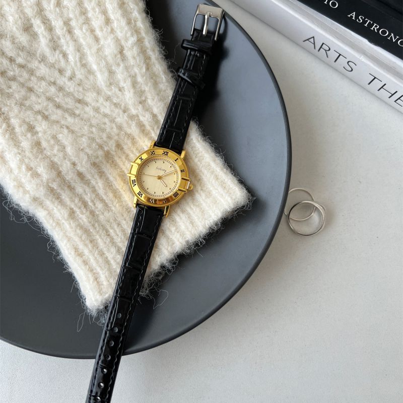 Fashion Coffee Belt Stainless Steel Round Dial Watch,Ladies Watches