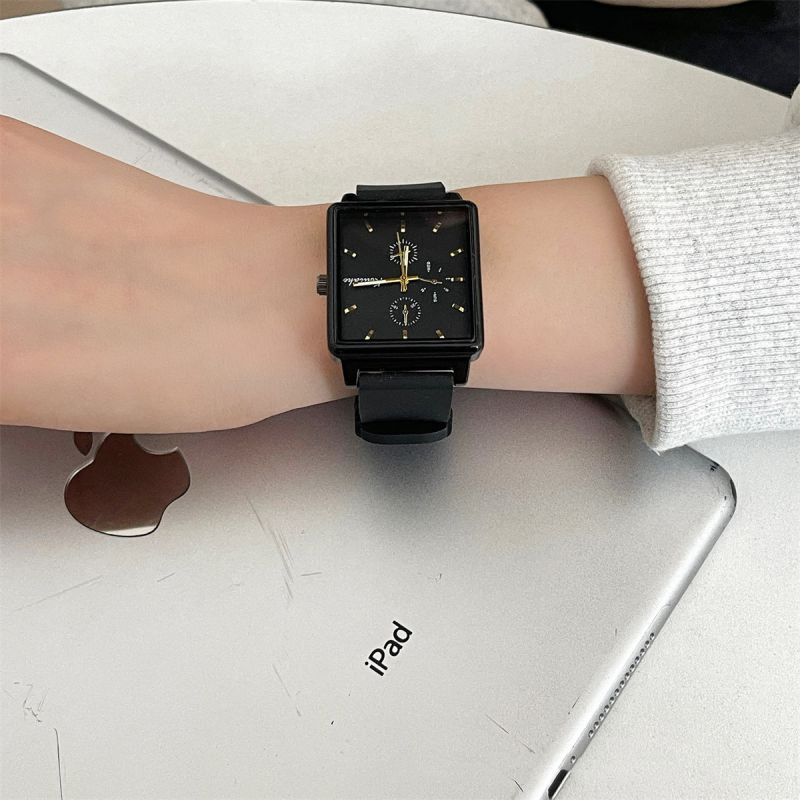 Fashion Black Belt Stainless Steel Square Dial Watch,Ladies Watches