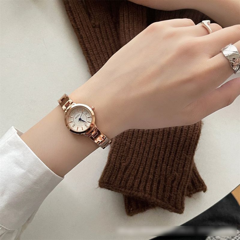 Fashion Rose Gold White Surface Stainless Steel Round Dial Watch,Ladies Watches