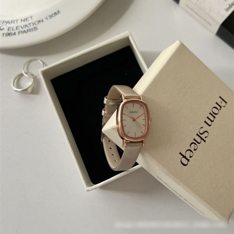 Fashion Khaki White Noodles Stainless Steel Square Dial Watch,Ladies Watches