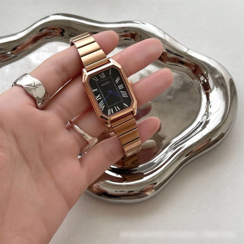 Fashion Silver With Black Surface Stainless Steel Square Dial Watch,Ladies Watches
