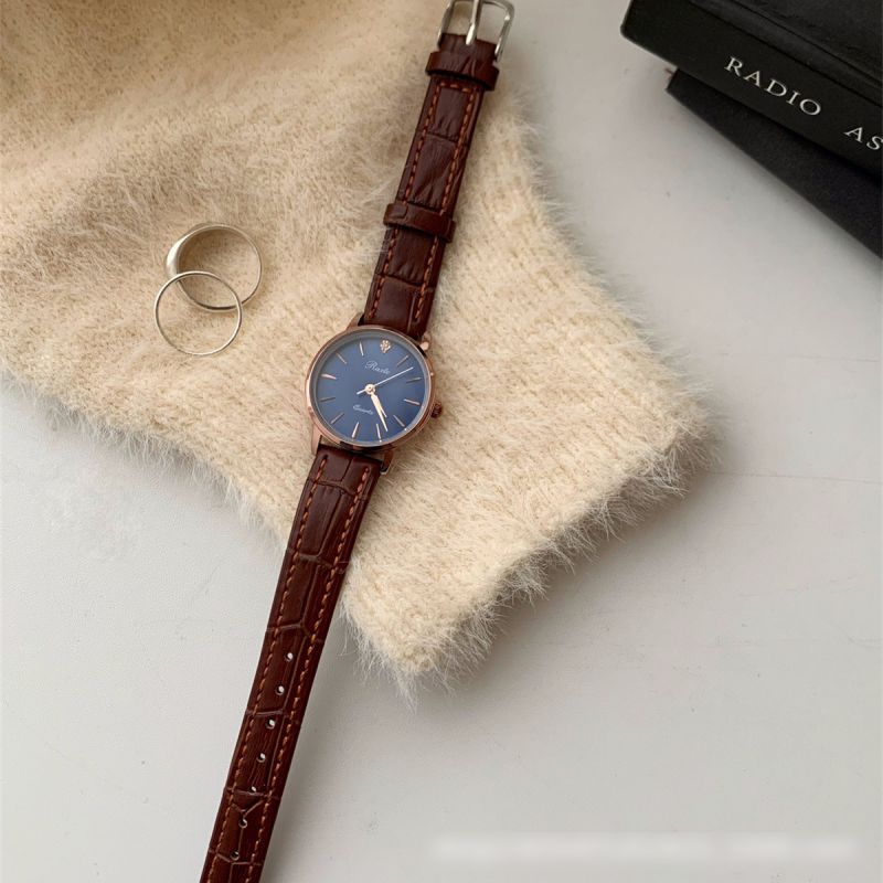 Fashion Coffee Belt White Noodles/tiaoding Style Stainless Steel Round Dial Watch,Ladies Watches