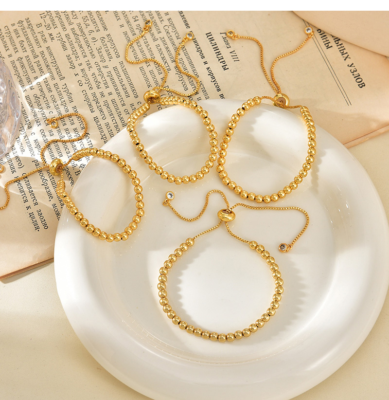 Fashion Gold Copper Set Zirconia Beaded Bracelet,Bracelets