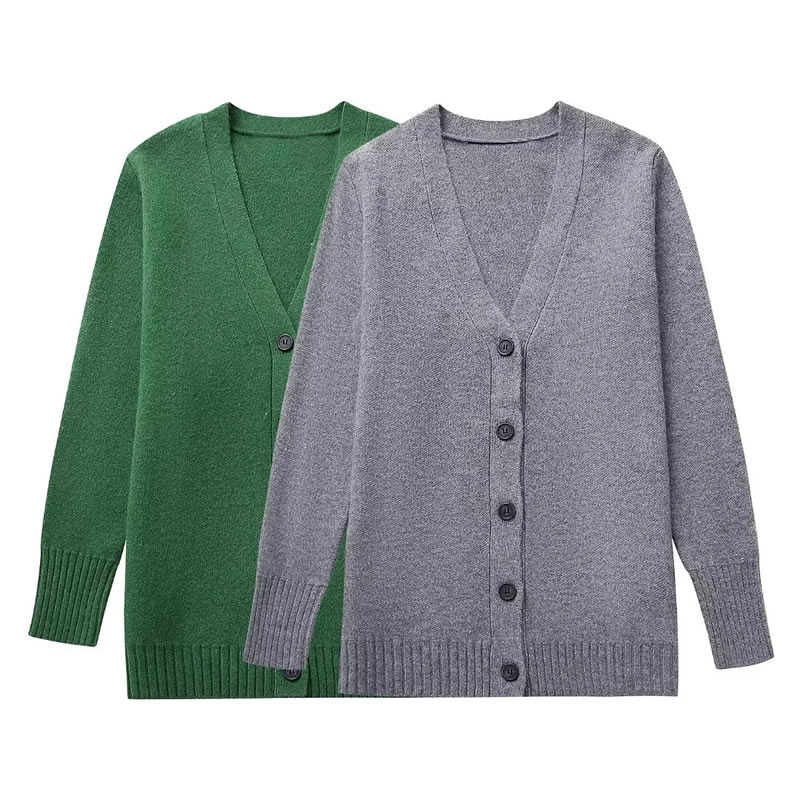 Fashion Green Polyester Knitted Buttoned Jacket,Coat-Jacket