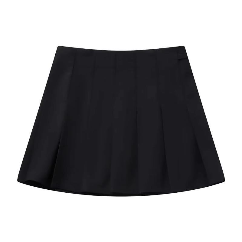 Fashion Black Polyester Wide Pleated Skirt,Skirts