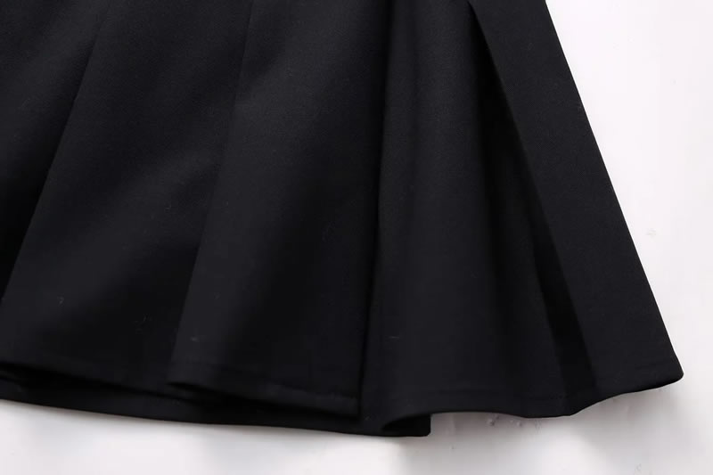 Fashion Black Polyester Wide Pleated Skirt,Skirts