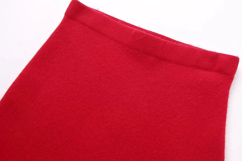 Fashion Red Wool Silhouette Skirt,Skirts