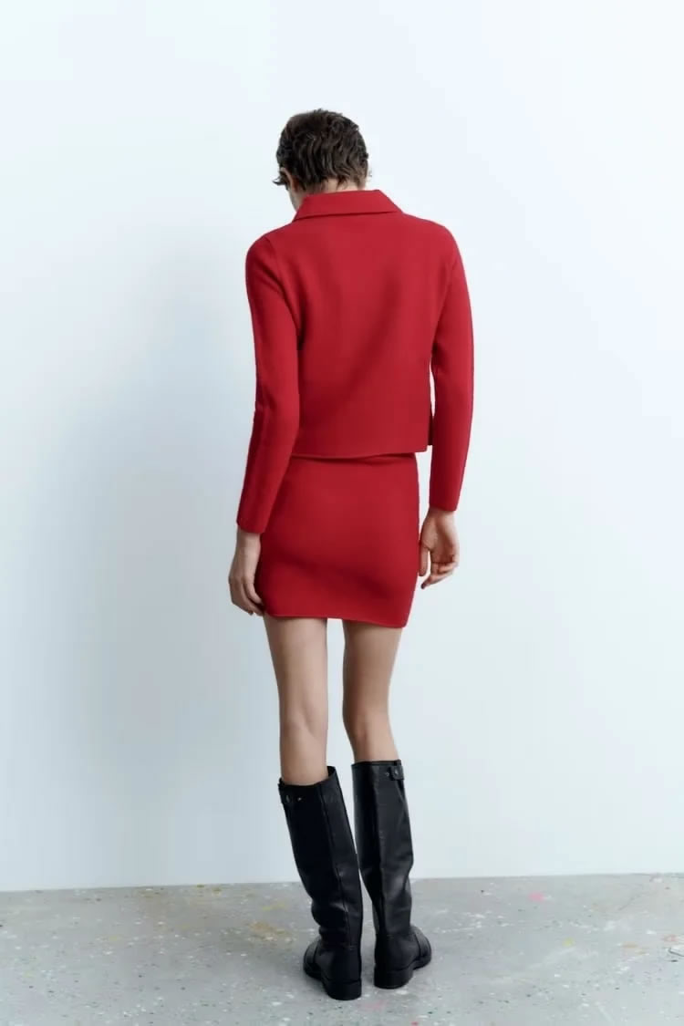 Fashion Red Wool Double-breasted Jacket,Coat-Jacket