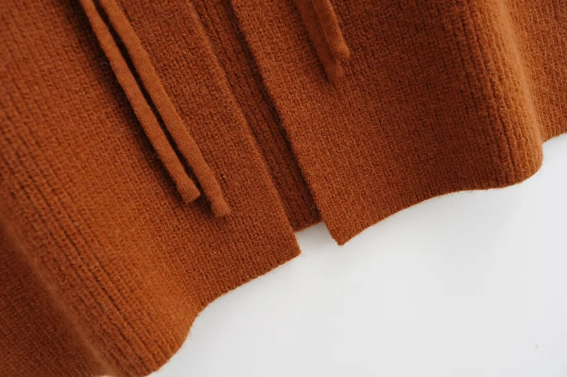 Fashion Brown Wool Knitted Disc Button Shawl,knitting Wool Scaves