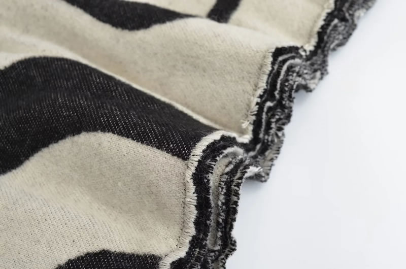 Fashion Black Faux Cashmere Geometric Jacquard Scarf,knitting Wool Scaves