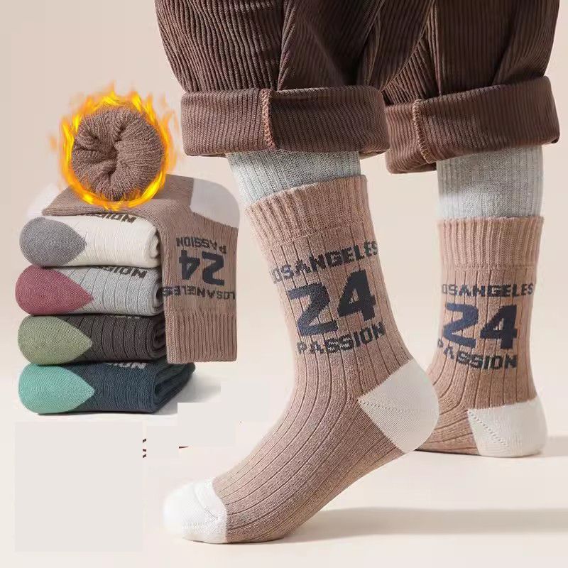 Fashion (new Winter Velvet Style) Trendy Letters-5 Pairs (class A Pure Cotton) Cotton Printed Children
