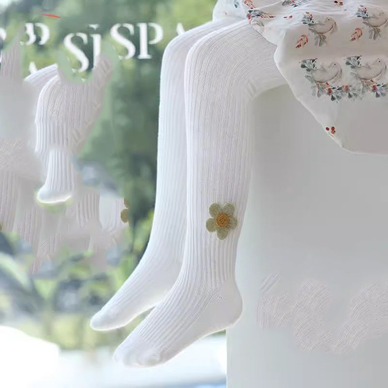Fashion (suitable For 10-20℃) Brushed Velvet Pantyhose - White Cotton Appliqué Plush Children