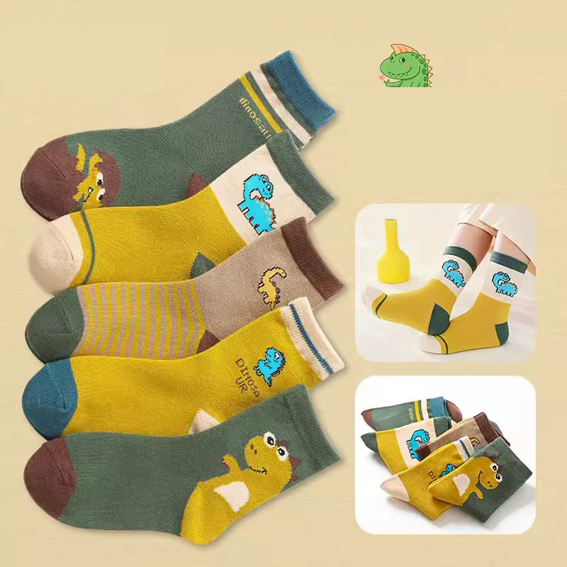 Fashion Squirrel Elf [combed Cotton Extended Length 5 Pairs] Cotton Knitted Childrens Mid-calf Socks,Kids Clothing