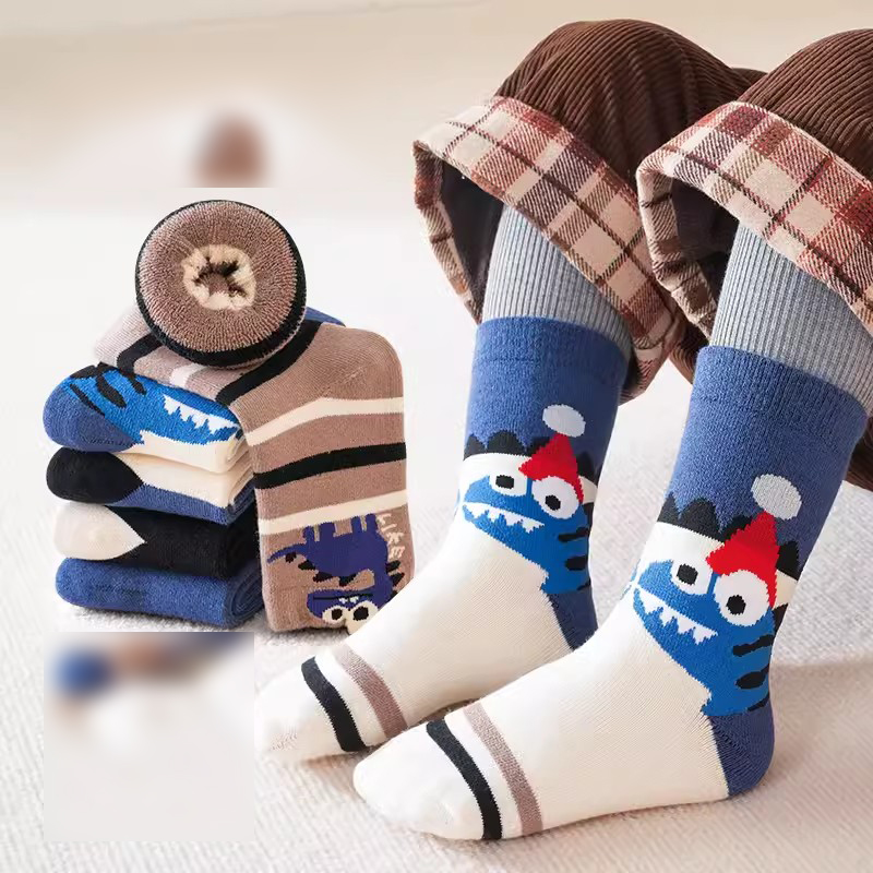 Fashion Cartoon Car [anti-pilling Combed Cotton 5 Pairs] Cotton Knitted Childrens Mid-calf Socks,Kids Clothing