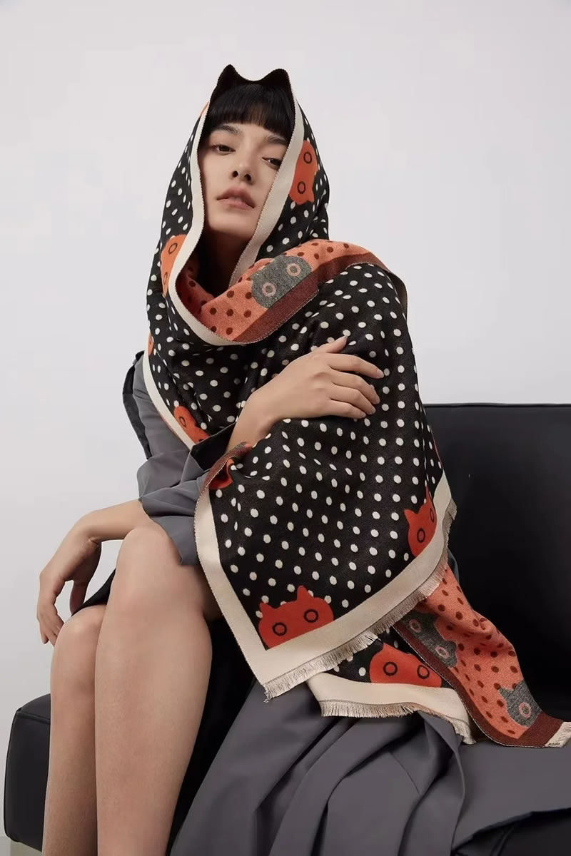 Fashion Khaki Polyester Printed Cashmere Scarf,knitting Wool Scaves