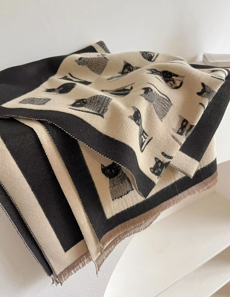 Fashion Dark Coffee + Light Coffee Color Polyester Imitation Cashmere Printed Scarf,knitting Wool Scaves