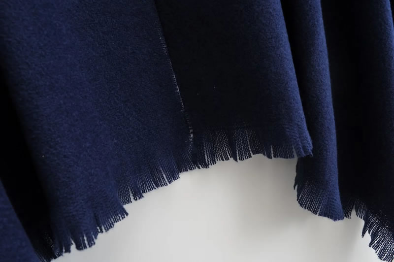 Fashion Navy Blue Wool Scarf With Webbing And Buckles,knitting Wool Scaves