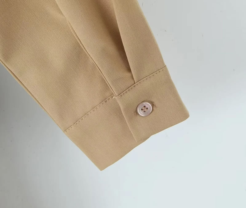 Fashion Khaki Polyester Lapel Zip Jumpsuit,T-shirts