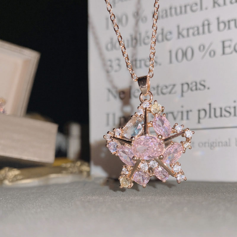 Fashion Pendant Platinum Plated Without Chain Gold-plated Copper And Diamond Five-pointed Star Necklace,Necklaces