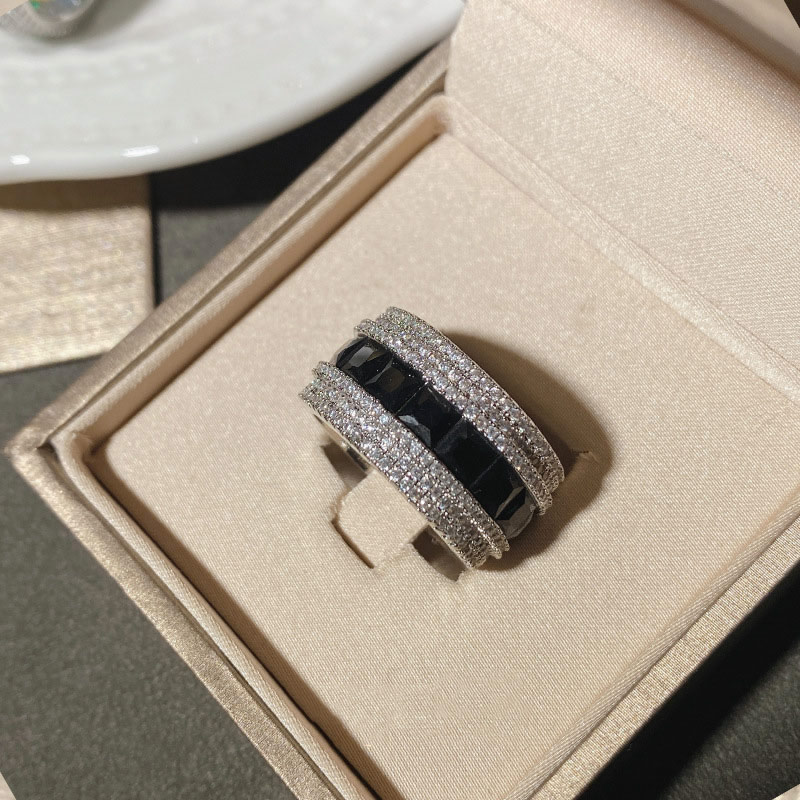 Fashion Ring 0566 Blue Corundum Copper Inlaid Zirconium Geometric Mens Ring,Rings
