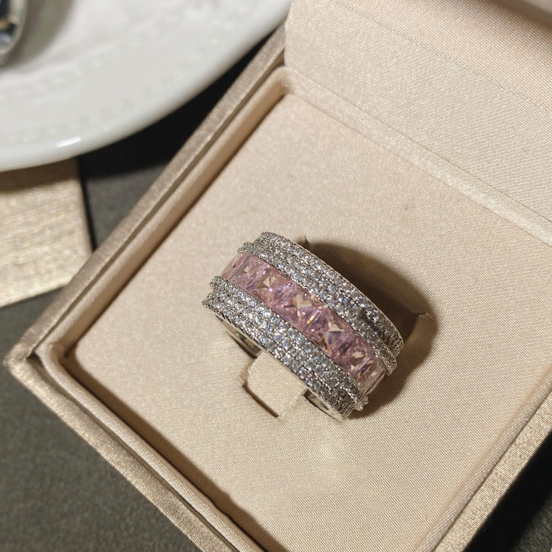 Fashion Ring 0567 Pomegranate Red Copper Inlaid Zirconium Geometric Mens Ring,Rings