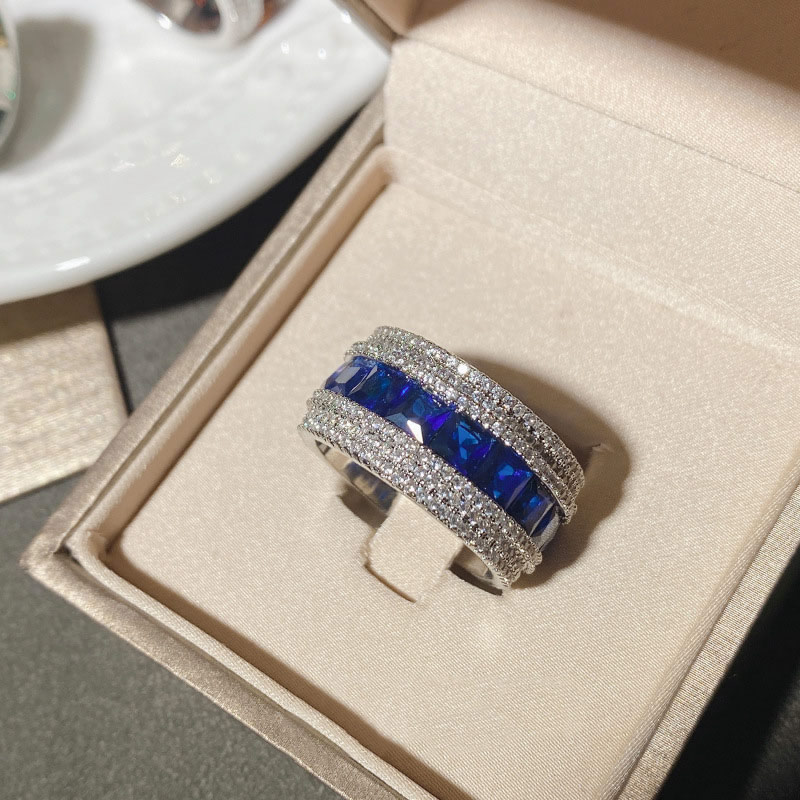 Fashion Ring 0568 Carbon Black Copper Inlaid Zirconium Geometric Mens Ring,Rings