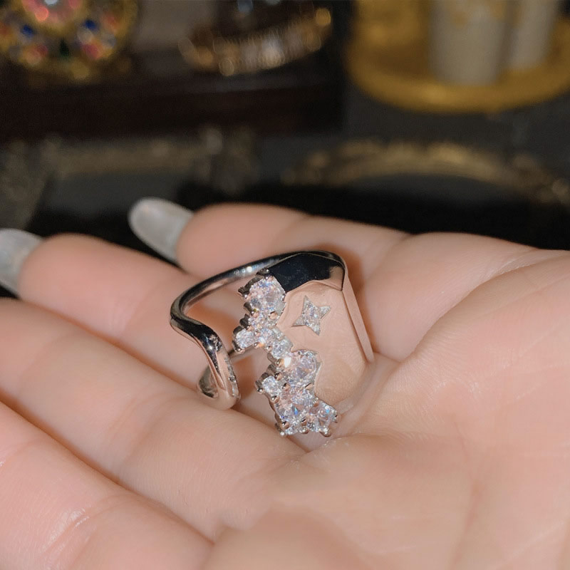 Fashion Ring 0428 White Diamond Copper Diamond Geometric Ring,Rings