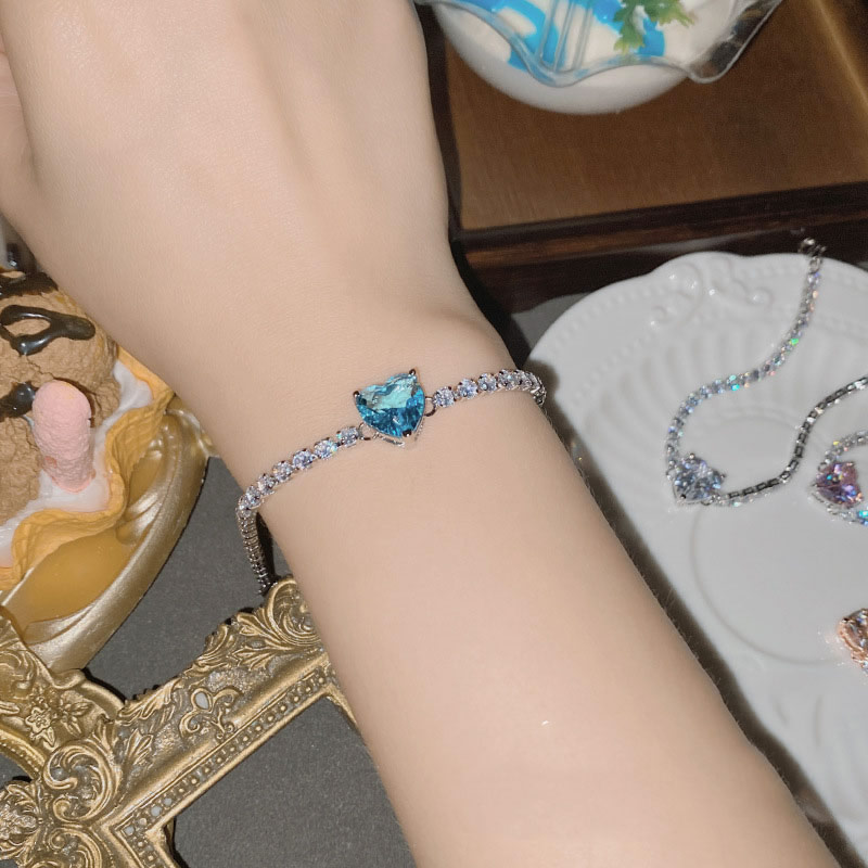 Fashion Bracelet Sea Blue Copper Diamond Love Bracelet,Bracelets