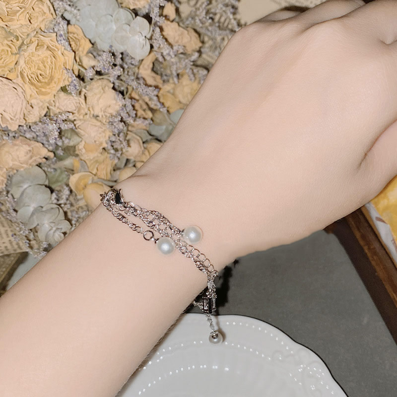 Fashion Bracelet 0132 Gypsophila Copper Inlaid Zirconium Five-pointed Star Pearl Bracelet,Bracelets
