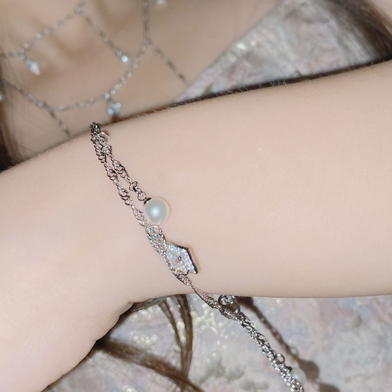 Fashion Bracelet 0132 Gypsophila Copper Inlaid Zirconium Five-pointed Star Pearl Bracelet,Bracelets