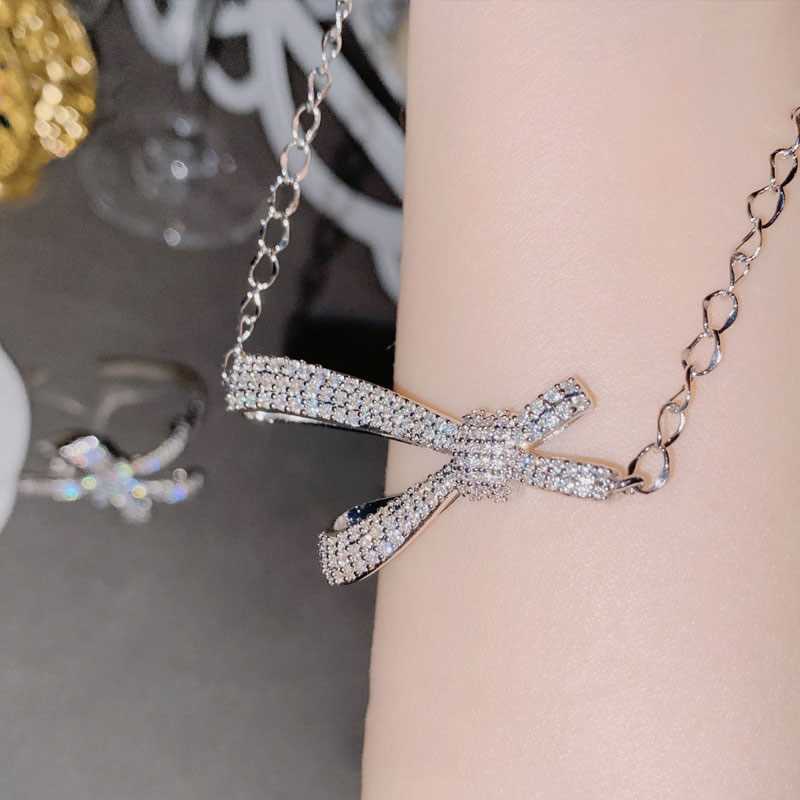 Fashion Wristband Copper Diamond Bow Bracelet,Bracelets
