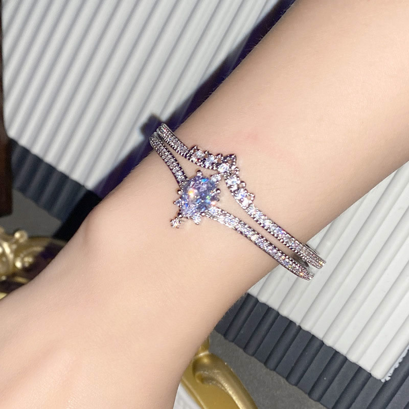 Fashion Princess Crown Stacking Bracelets Copper Diamond Geometric Bracelet,Bracelets