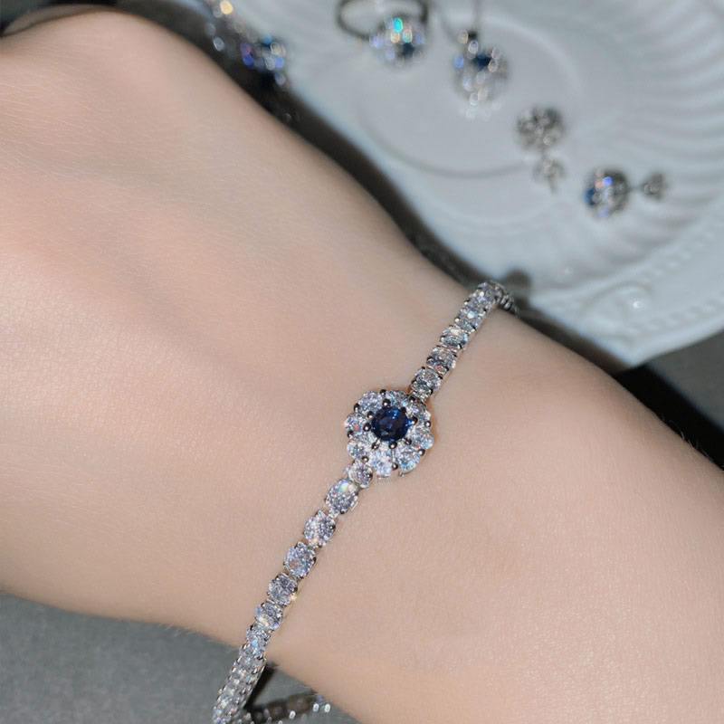 Fashion Cuic Blue Corundum Bracelet Type C Copper Diamond Geometric Bracelet,Bracelets