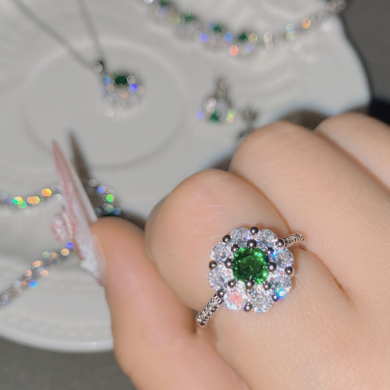 Fashion Cuic Blue Sapphire Ring Copper Diamond Geometric Ring,Rings