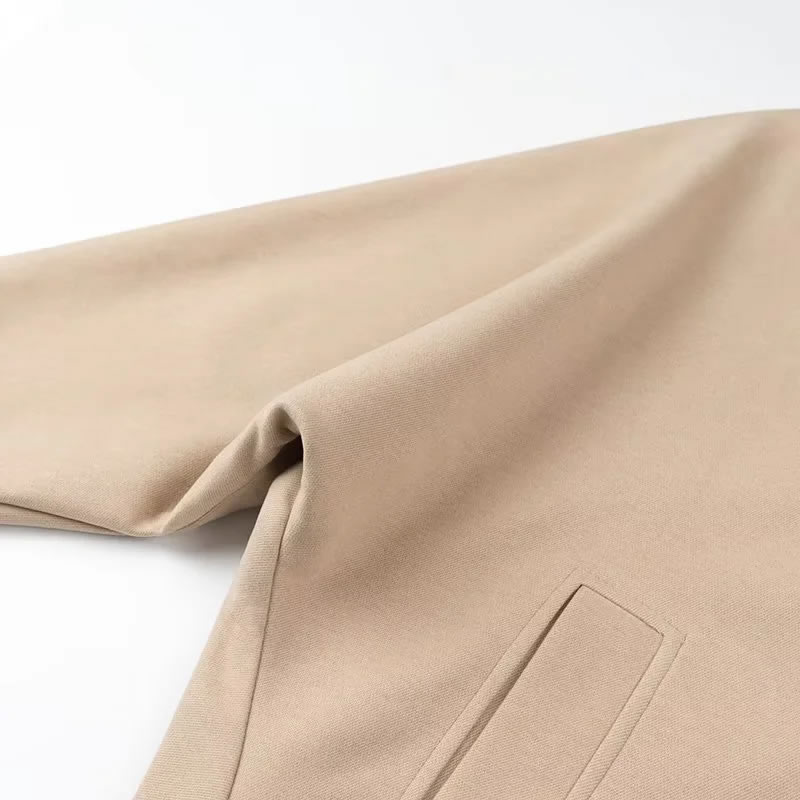 Fashion Khaki Lapel Buttoned Jacket,Coat-Jacket