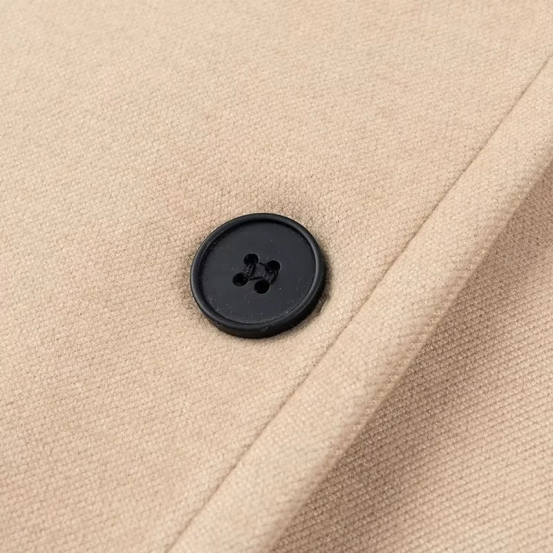 Fashion Black Lapel Buttoned Jacket,Coat-Jacket