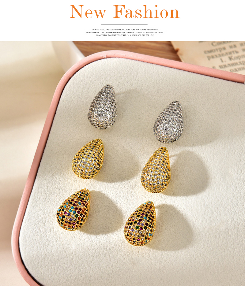 Fashion Color Copper Inlaid Zircon Drop Earrings 6-piece Set,Earring Set