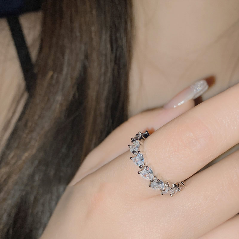 Fashion Full Diamond Pink Diamond Ring Copper Inlaid Zirconium Love Ring,Rings